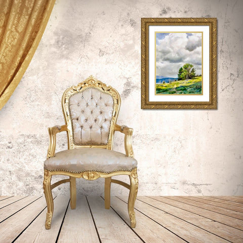 White Clouds IV Gold Ornate Wood Framed Art Print with Double Matting by Medeiros, Celito