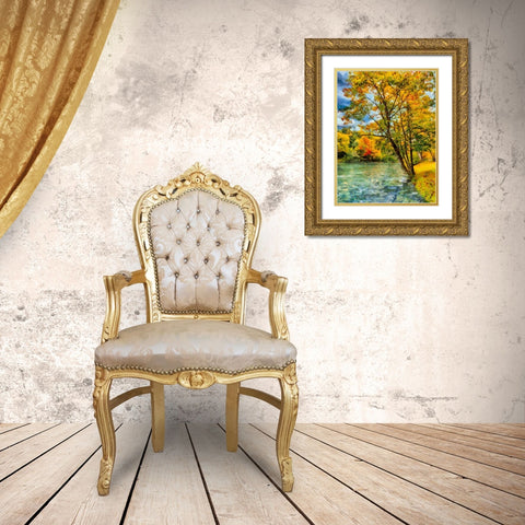 Golden Autumn Gold Ornate Wood Framed Art Print with Double Matting by Medeiros, Celito