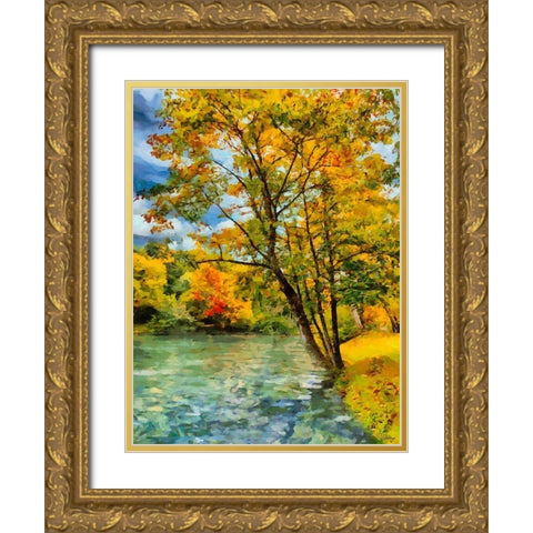 Golden Autumn Gold Ornate Wood Framed Art Print with Double Matting by Medeiros, Celito