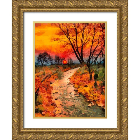 Sunset in late Fall Gold Ornate Wood Framed Art Print with Double Matting by Medeiros, Celito