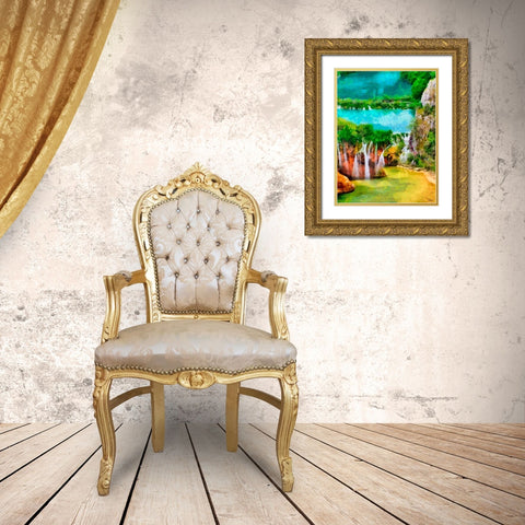 Plitvice Lake Gold Ornate Wood Framed Art Print with Double Matting by Medeiros, Celito