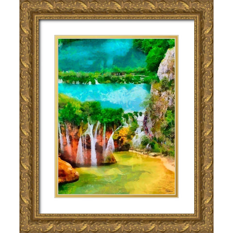 Plitvice Lake Gold Ornate Wood Framed Art Print with Double Matting by Medeiros, Celito