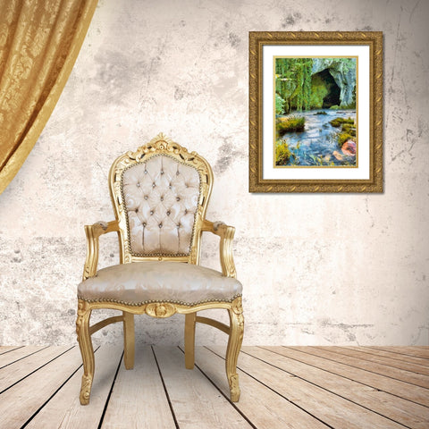 River between Rocks II Gold Ornate Wood Framed Art Print with Double Matting by Medeiros, Celito