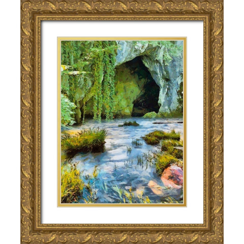 River between Rocks II Gold Ornate Wood Framed Art Print with Double Matting by Medeiros, Celito