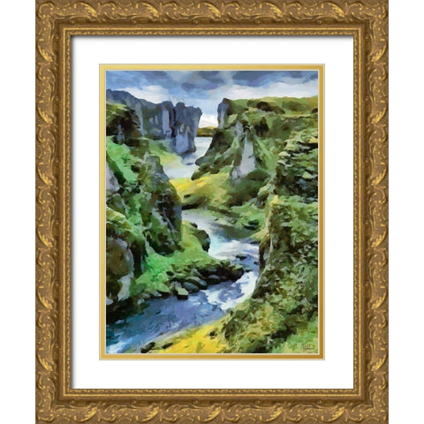 River between Rocks I Gold Ornate Wood Framed Art Print with Double Matting by Medeiros, Celito