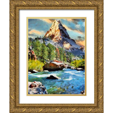 River between Rocks IV Gold Ornate Wood Framed Art Print with Double Matting by Medeiros, Celito