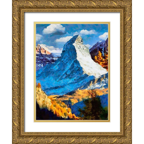 Matternhorn in the Alps II Gold Ornate Wood Framed Art Print with Double Matting by Medeiros, Celito