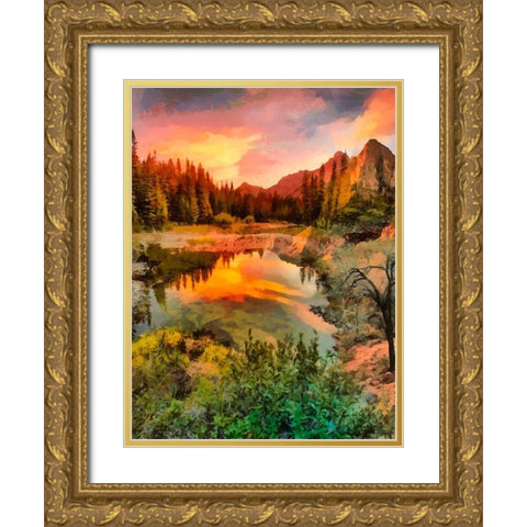 Dolomity Mountains IV Gold Ornate Wood Framed Art Print with Double Matting by Medeiros, Celito