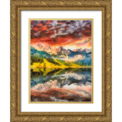Dolomity Mountains V Gold Ornate Wood Framed Art Print with Double Matting by Medeiros, Celito