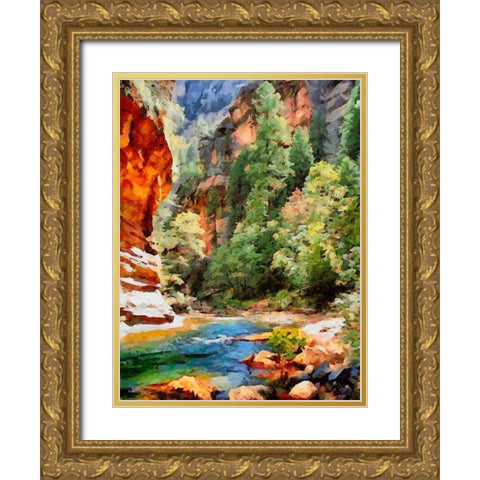 River between Rocks III Gold Ornate Wood Framed Art Print with Double Matting by Medeiros, Celito