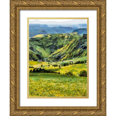 Mountain Valley I Gold Ornate Wood Framed Art Print with Double Matting by Medeiros, Celito