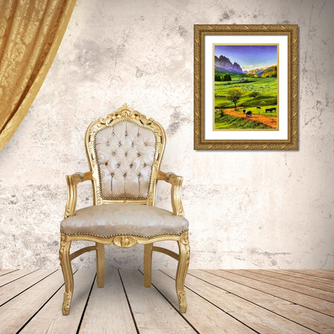 Mountain Valley III Gold Ornate Wood Framed Art Print with Double Matting by Medeiros, Celito