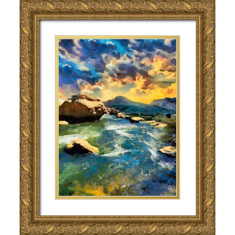 Wild River I Gold Ornate Wood Framed Art Print with Double Matting by Medeiros, Celito