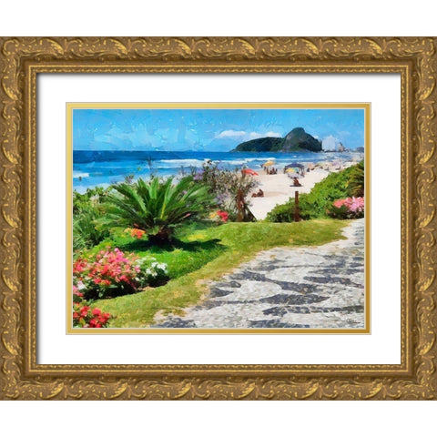 Beach in Rio II Gold Ornate Wood Framed Art Print with Double Matting by Medeiros, Celito