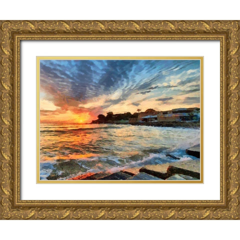 Beach in Rio VI Gold Ornate Wood Framed Art Print with Double Matting by Medeiros, Celito