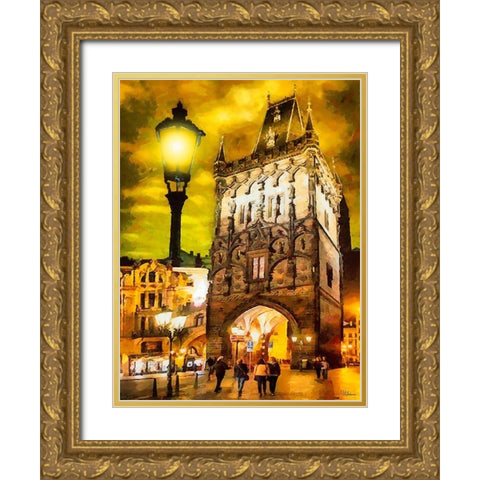 Powder Tower in Prague I Gold Ornate Wood Framed Art Print with Double Matting by Medeiros, Celito