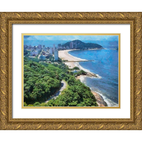 Beach in Rio VII Gold Ornate Wood Framed Art Print with Double Matting by Medeiros, Celito