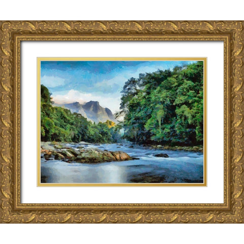 Big River Gold Ornate Wood Framed Art Print with Double Matting by Medeiros, Celito