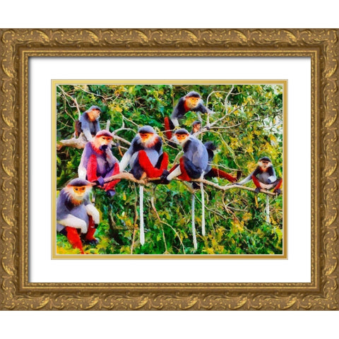 Monkies I Gold Ornate Wood Framed Art Print with Double Matting by Medeiros, Celito