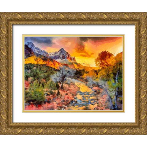 Great National Parks X Gold Ornate Wood Framed Art Print with Double Matting by Medeiros, Celito