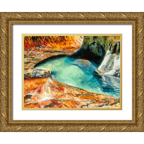 Blue Laguna Gold Ornate Wood Framed Art Print with Double Matting by Medeiros, Celito