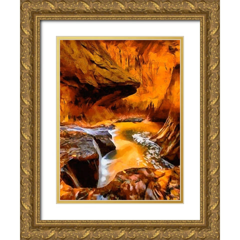 Yellow Laguna Gold Ornate Wood Framed Art Print with Double Matting by Medeiros, Celito