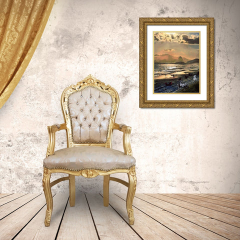 Evening near Rio Gold Ornate Wood Framed Art Print with Double Matting by Medeiros, Celito