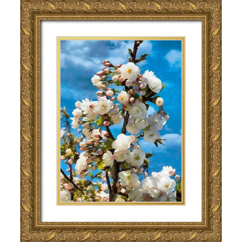 Blooming Apple Branche Gold Ornate Wood Framed Art Print with Double Matting by Medeiros, Celito