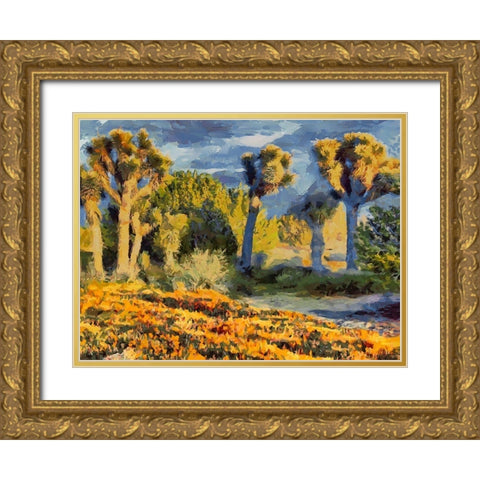 Yellow Meadow I Gold Ornate Wood Framed Art Print with Double Matting by Medeiros, Celito