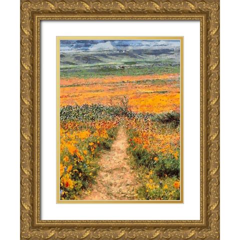 Yellow Meadow III Gold Ornate Wood Framed Art Print with Double Matting by Medeiros, Celito