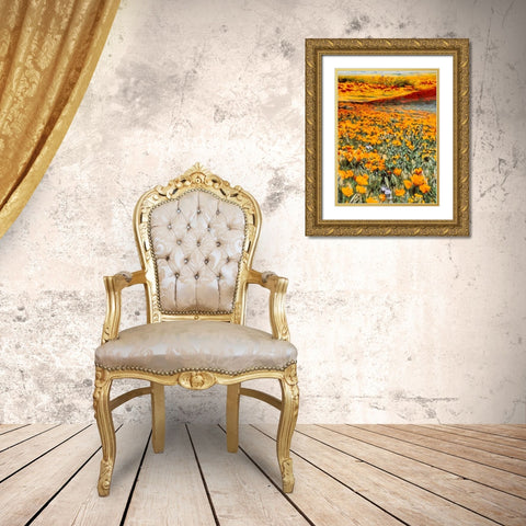 Yellow Meadow VIII Gold Ornate Wood Framed Art Print with Double Matting by Medeiros, Celito
