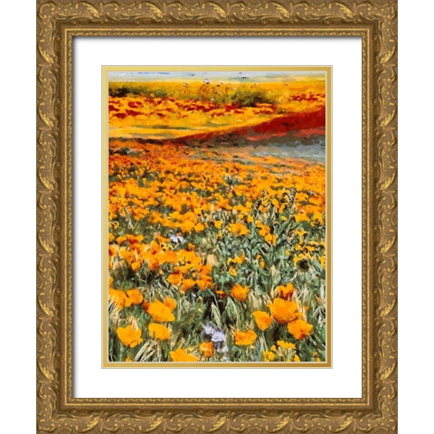 Yellow Meadow VIII Gold Ornate Wood Framed Art Print with Double Matting by Medeiros, Celito