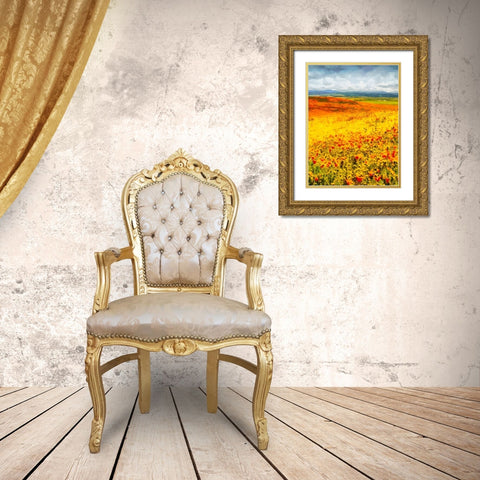 Yellow Meadow X Gold Ornate Wood Framed Art Print with Double Matting by Medeiros, Celito