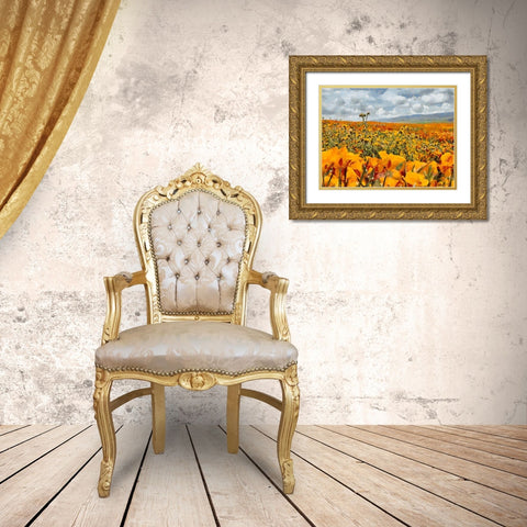 Yellow Meadow XI Gold Ornate Wood Framed Art Print with Double Matting by Medeiros, Celito
