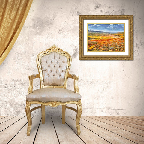 Yellow Meadow XII Gold Ornate Wood Framed Art Print with Double Matting by Medeiros, Celito