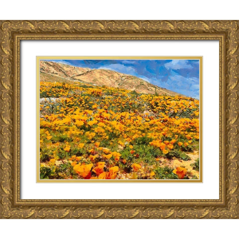 Yellow Meadow XIII Gold Ornate Wood Framed Art Print with Double Matting by Medeiros, Celito
