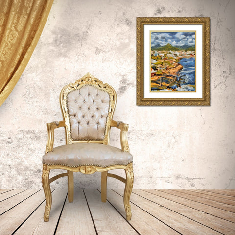 Beach in Brazil Gold Ornate Wood Framed Art Print with Double Matting by Medeiros, Celito