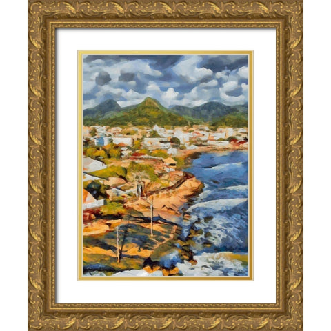 Beach in Brazil Gold Ornate Wood Framed Art Print with Double Matting by Medeiros, Celito
