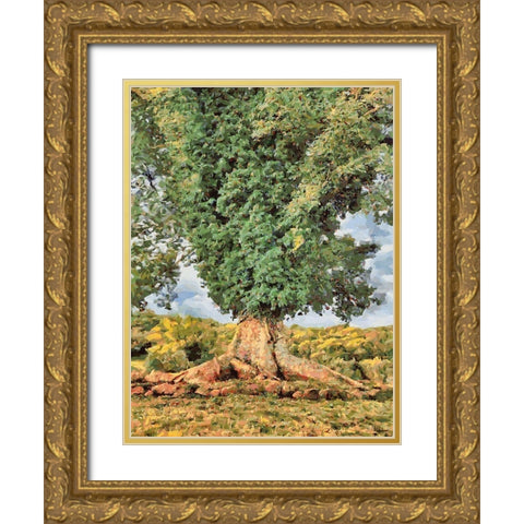 A very big Tree Gold Ornate Wood Framed Art Print with Double Matting by Medeiros, Celito