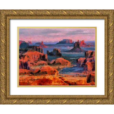 Monument Valley NP 1 Gold Ornate Wood Framed Art Print with Double Matting by Medeiros, Celito