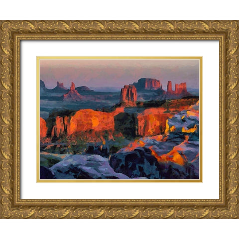 Monument Valley NP 2 Gold Ornate Wood Framed Art Print with Double Matting by Medeiros, Celito