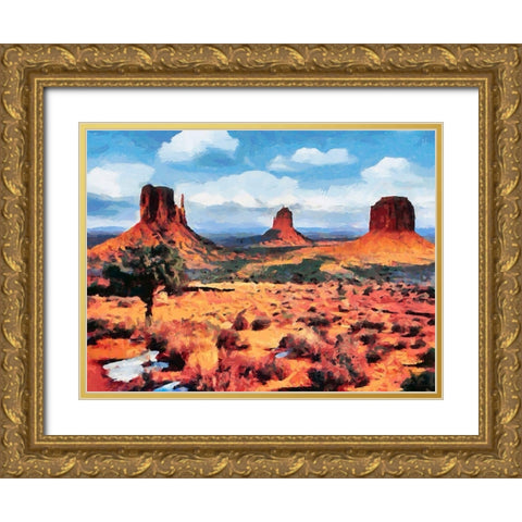 Monument Valley NP 4 Gold Ornate Wood Framed Art Print with Double Matting by Medeiros, Celito