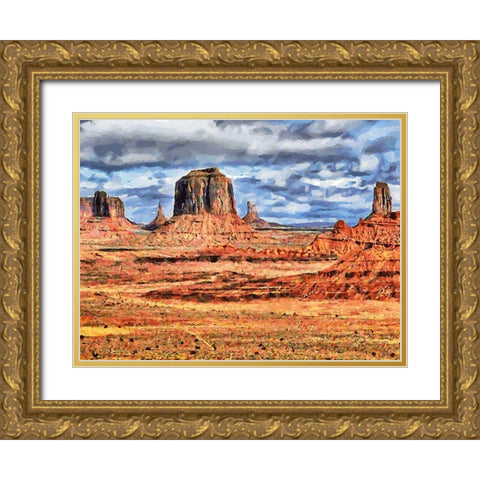 Monument Valley NP 5 Gold Ornate Wood Framed Art Print with Double Matting by Medeiros, Celito