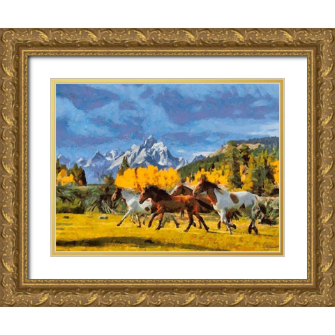 Grand Teton NP 3 Gold Ornate Wood Framed Art Print with Double Matting by Medeiros, Celito