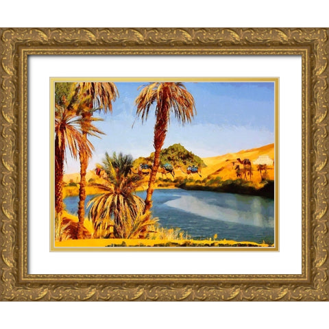 Arabic Landscape II Gold Ornate Wood Framed Art Print with Double Matting by Medeiros, Celito