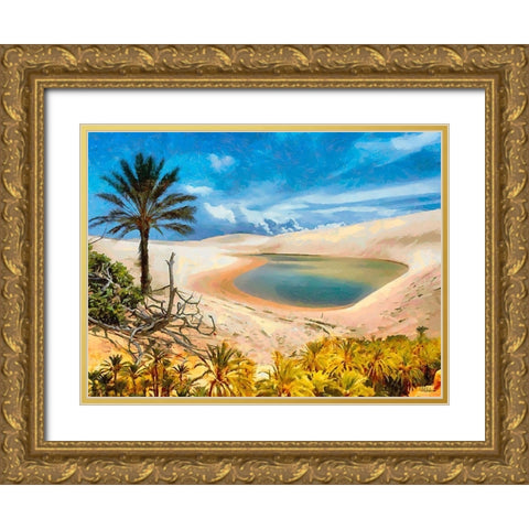 Arabic Landscape III Gold Ornate Wood Framed Art Print with Double Matting by Medeiros, Celito