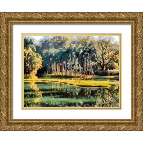 Lake in Tropical Garden XII Gold Ornate Wood Framed Art Print with Double Matting by Medeiros, Celito