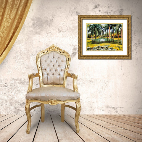 Lake in Tropical Garden XVI Gold Ornate Wood Framed Art Print with Double Matting by Medeiros, Celito