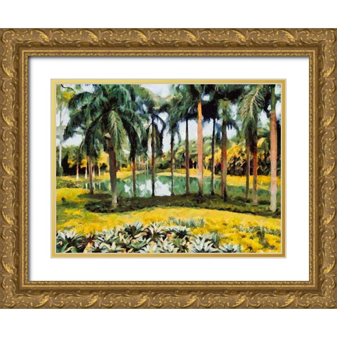 Lake in Tropical Garden XVI Gold Ornate Wood Framed Art Print with Double Matting by Medeiros, Celito