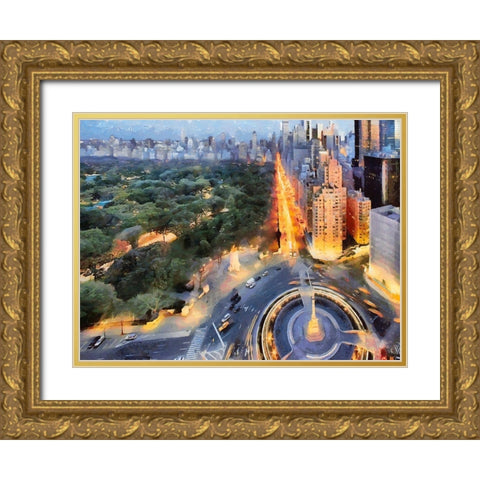 View to the Central Park I Gold Ornate Wood Framed Art Print with Double Matting by Medeiros, Celito